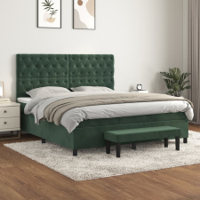 vidaXL sötétzöld bársony rugós ágy matraccal 160x200 cm ágy és ágykellék