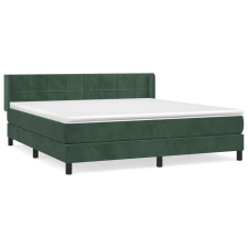 vidaXL sötétzöld bársony rugós ágy matraccal 160x200 cm (3130970) ágy és ágykellék
