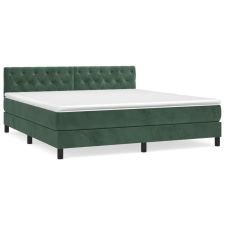 vidaXL sötétzöld bársony rugós ágy matraccal 160x200 cm (3141494) ágy és ágykellék