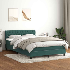 vidaXL sötétzöld bársony rugós ágy matraccal 160x220 cm ágy és ágykellék