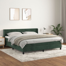 vidaXL sötétzöld bársony rugós ágy matraccal 180x200 cm ágy és ágykellék