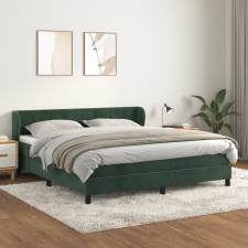 vidaXL sötétzöld bársony rugós ágy matraccal 180x200 cm ágy és ágykellék