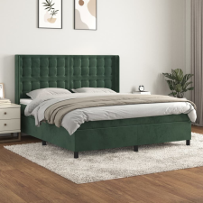 vidaXL sötétzöld bársony rugós ágy matraccal 180x200 cm ágy és ágykellék
