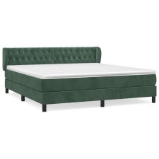 vidaXL sötétzöld bársony rugós ágy matraccal 180x200 cm (3127688) ágy és ágykellék