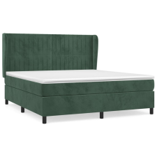 vidaXL sötétzöld bársony rugós ágy matraccal 180x200 cm (3129348) ágy és ágykellék