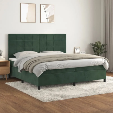 vidaXL sötétzöld bársony rugós ágy matraccal 200x200 cm ágy és ágykellék