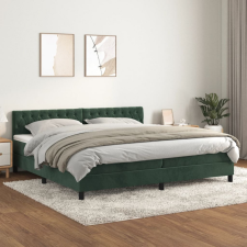 vidaXL Sötétzöld bársony rugós ágy matraccal 200x200 cm ágy és ágykellék
