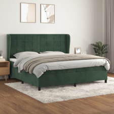 vidaXL sötétzöld bársony rugós ágy matraccal 200x200 cm ágy és ágykellék