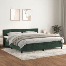 vidaXL sötétzöld bársony rugós ágy matraccal 200x200 cm ágy és ágykellék