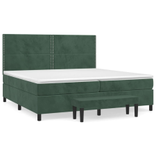 vidaXL sötétzöld bársony rugós ágy matraccal 200x200 cm (3137806) ágy és ágykellék