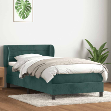 vidaXL sötétzöld bársony rugós ágy matraccal 80x220 cm ágy és ágykellék