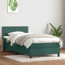 vidaXL sötétzöld bársony rugós ágy matraccal 80x220 cm ágy és ágykellék