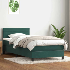 vidaXL sötétzöld bársony rugós ágy matraccal 80x220 cm ágy és ágykellék