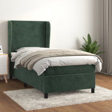 vidaXL Sötétzöld bársony rugós ágy matraccal 90 x 200 cm ágy és ágykellék