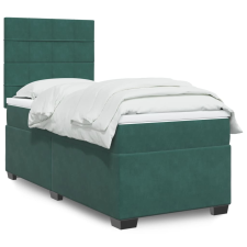 vidaXL sötétzöld bársony rugós ágy matraccal 90 x 200 cm ágy és ágykellék