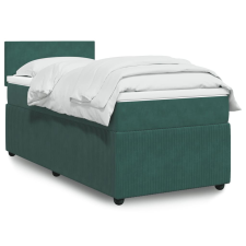 vidaXL sötétzöld bársony rugós ágy matraccal 90 x 200 cm ágy és ágykellék