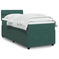 vidaXL sötétzöld bársony rugós ágy matraccal 90 x 200 cm ágy és ágykellék