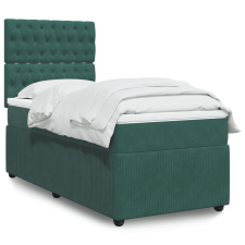 vidaXL sötétzöld bársony rugós ágy matraccal 90 x 200 cm ágy és ágykellék