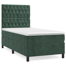 vidaXL sötétzöld bársony rugós ágy matraccal 90 x 200 cm (3143184) ágy és ágykellék