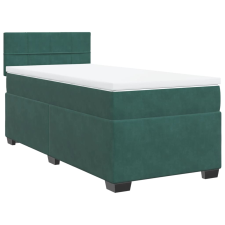 vidaXL sötétzöld bársony rugós ágy matraccal 90 x 200 cm (3286225) ágy és ágykellék