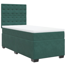 vidaXL sötétzöld bársony rugós ágy matraccal 90 x 200 cm (3290825) ágy és ágykellék