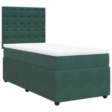 vidaXL sötétzöld bársony rugós ágy matraccal 90 x 200 cm (3292253) ágy és ágykellék