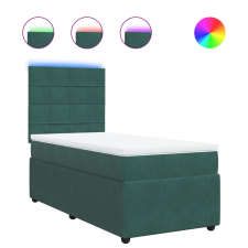 vidaXL sötétzöld bársony rugós ágy matraccal 90 x 200 cm (3294541) ágy és ágykellék