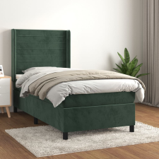 vidaXL sötétzöld bársony rugós ágy matraccal 90x190 cm ágy és ágykellék