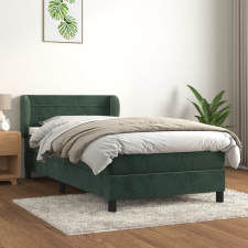 vidaXL sötétzöld bársony rugós ágy matraccal 90x190 cm ágy és ágykellék