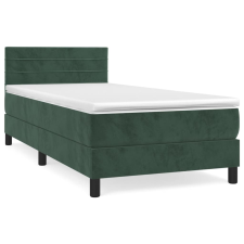 vidaXL sötétzöld bársony rugós ágy matraccal 90x190 cm (3141338) ágy és ágykellék