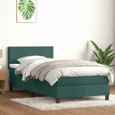 vidaXL sötétzöld bársony rugós ágy matraccal 90x220 cm ágy és ágykellék