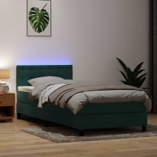 vidaXL sötétzöld bársony rugós ágy matraccal 90x220 cm ágy és ágykellék
