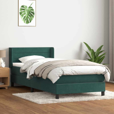 vidaXL sötétzöld bársony rugós ágy matraccal 90x220 cm ágy és ágykellék