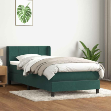 vidaXL sötétzöld bársony rugós ágy matraccal 90x220 cm ágy és ágykellék