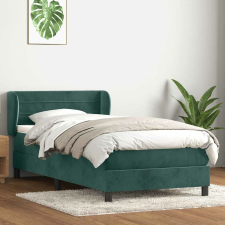 vidaXL sötétzöld bársony rugós ágy matraccal 90x220 cm ágy és ágykellék