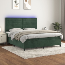 vidaXL sötétzöld bársony rugós és LED-es ágy matraccal 160x200 cm ágy és ágykellék
