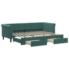 vidaXL sötétzöld kihúzható bársony heverő fiókkal 80 x 200 cm (3197814) ágy és ágykellék