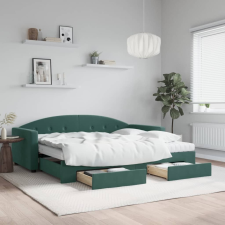 vidaXL sötétzöld kihúzható bársony heverő fiókkal 90 x 200 cm ágy és ágykellék