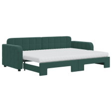 vidaXL sötétzöld kihúzható bársony heverő matraccal 80 x 200 cm (3196948) ágy és ágykellék