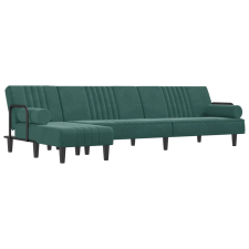 vidaXL sötétzöld L-alakú bársony kanapéágy 260x140x70 cm (3157244) bútor