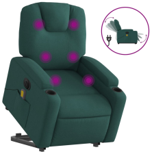 vidaXL sötétzöld szövet dönthető elektromos álló masszázsfotel (3204410) masszázsfotel