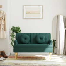 vidaXL sötétzöld szövetpad párnákkal 113x64,5x75,5 cm bútor