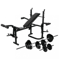 vidaXL Súlyzópad állvánnyal, egykezes és kétkezes súlyzószettel 30,5 kg edzőpad