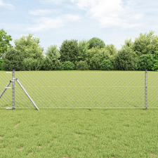 vidaXL Szalagkerítés 7 oszloppal 0.8x10 m Galvanizált acél építőanyag