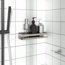 vidaXL szálcsiszolt 304 rozsdamentes acél zuhanypolc 30 x 10 x 6 cm fürdőszoba bútor