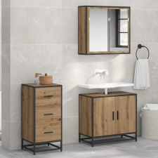 vidaXL Széf fiókkal kézműves tölgy 35.5 x 35 x 76 cm Faanyag bútor