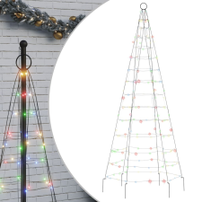 vidaXL színes karácsonyfa zászlórúdon 200 LED-del 180 cm (358110) karácsonyfa izzósor