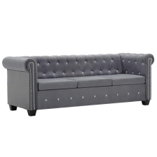 vidaXL szürke 3 személyes bársony Chesterfield kanapé 199x75x72 cm bútor