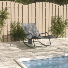 vidaXL Szürke acél és textilén napozóágy kerti bútor