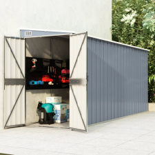 vidaXL Szürke acél falhoz erősíthető kerti fészer 118 x 382 x 178 cm kerti tárolás